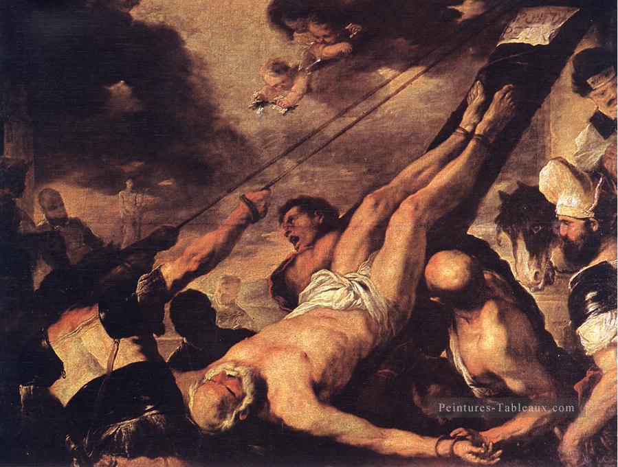 Crucifixion de Saint Pierre Baroque Luca Giordano Peintures à l'huile